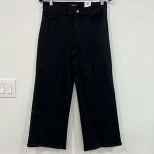 J Mclaughlin Charter Pant 4 NWT $178 Jeans Wide Leg Cotton Stretch Black Solid